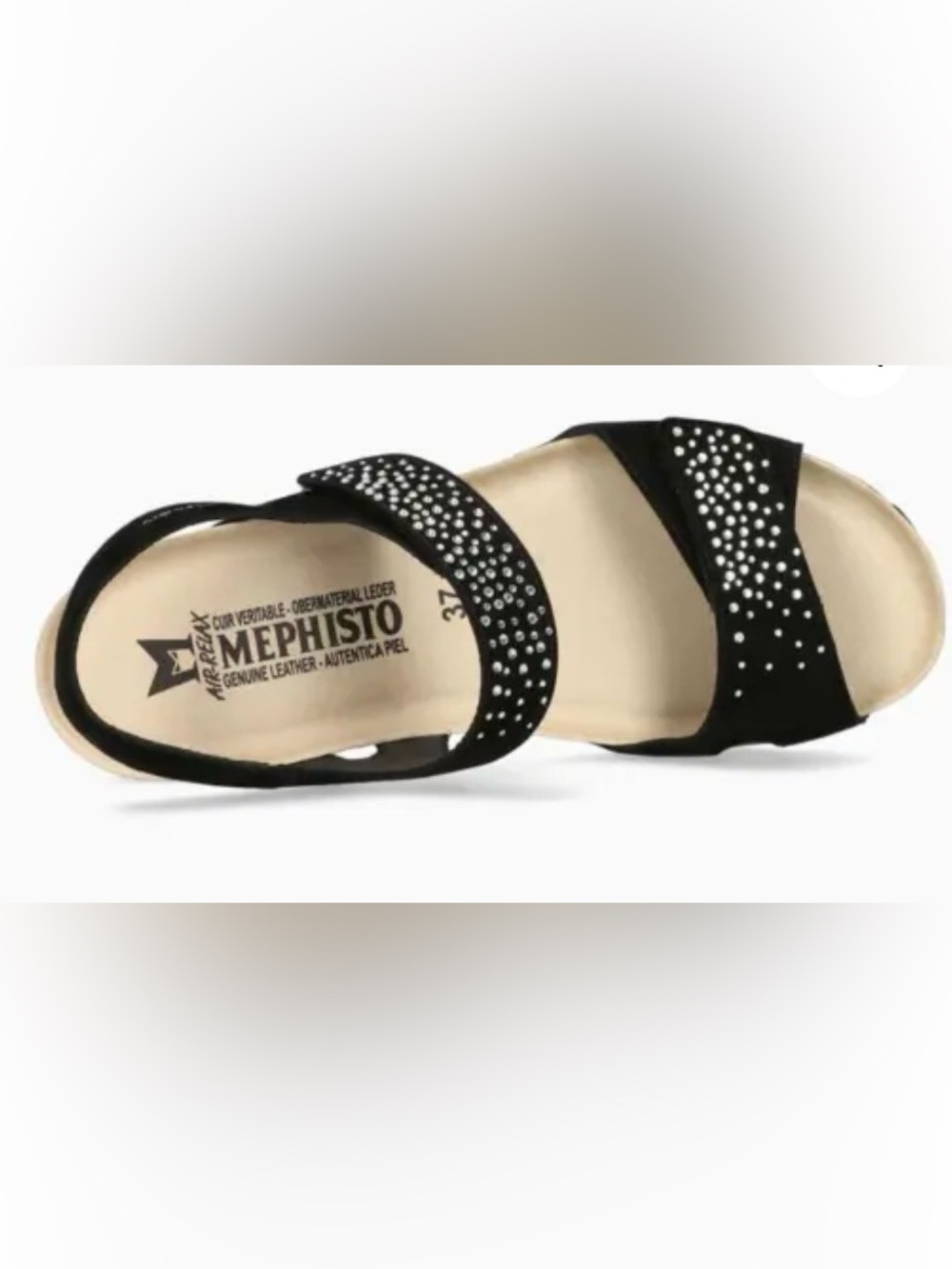 NEW Mephisto Vic Spark Air Relax Black Rhinestone Nubuck Wedge EU 40 US 9.5 - Picture 14 of 15